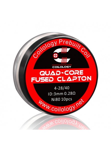 Pack 10 Quad-Core Fused Clapton Coilology 0.28 Ohm